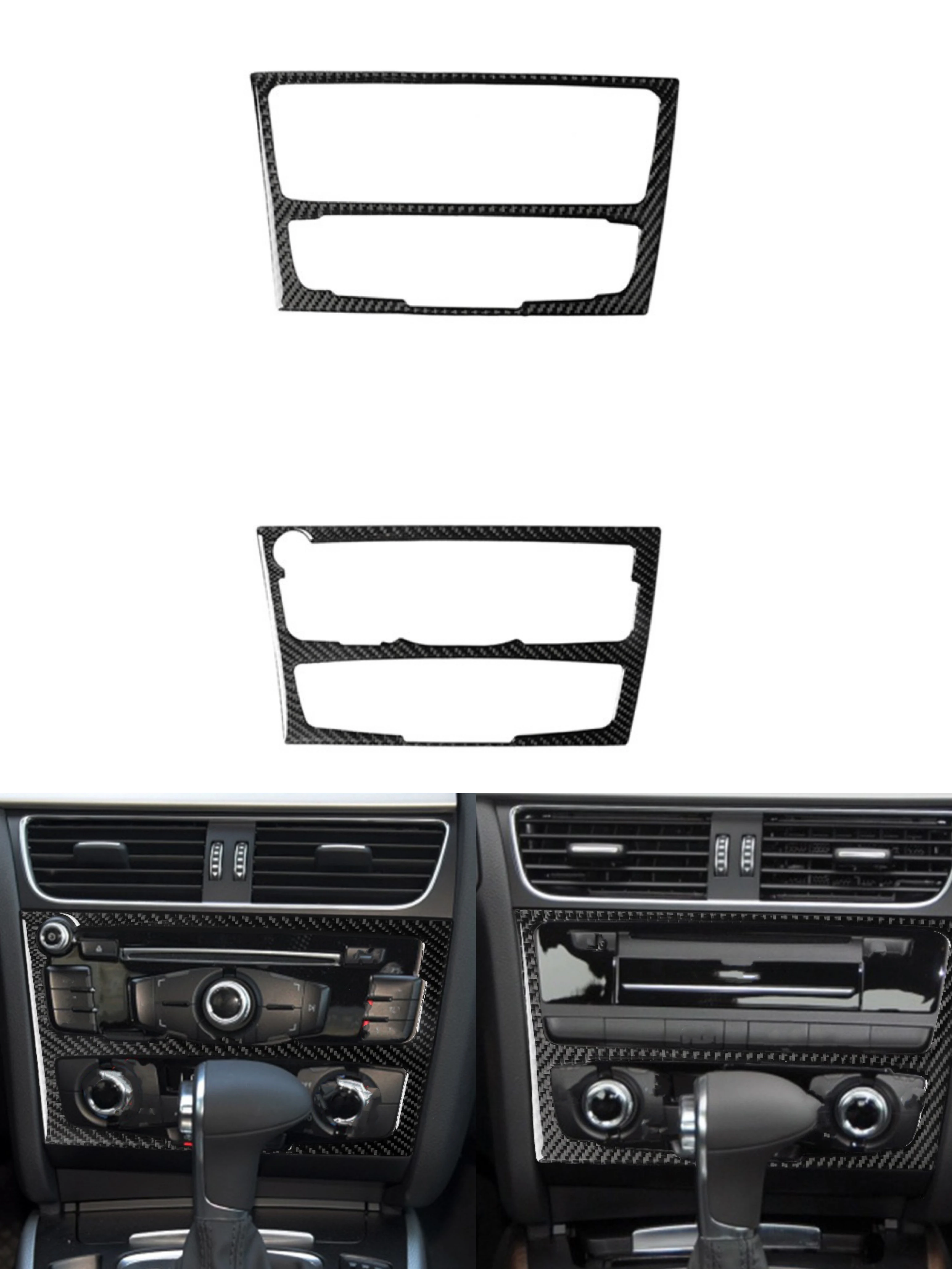 

For Audi A4 B8 A5 2009-2016 Q5 8R Car Central Control CD Panel Decoration Trim Sticker Cover Interior Accessories Carbon Fiber
