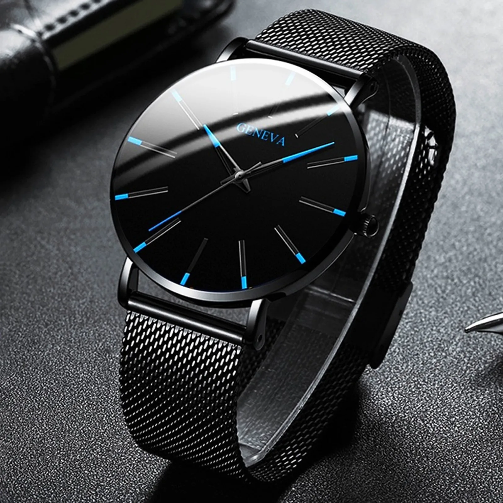 

New Leather Sport Quartz Mens Watch Simple Blue-Ray Glass Clock Male Fashion Business Quartz Wristwatch Relogio Masculino 2024