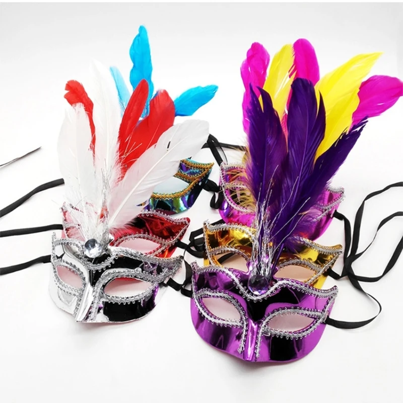 6 Colors Women Feather Masquerade Mask Mardi Gras-Venetian Masks for Halloween Party Carnivals Stage Performance Half Face Cover
6 Colors Women Feather Masquerade Mask Mardi Gras-Venetian Masks for Halloween Party Carnivals Stage Performance Half Face Cover