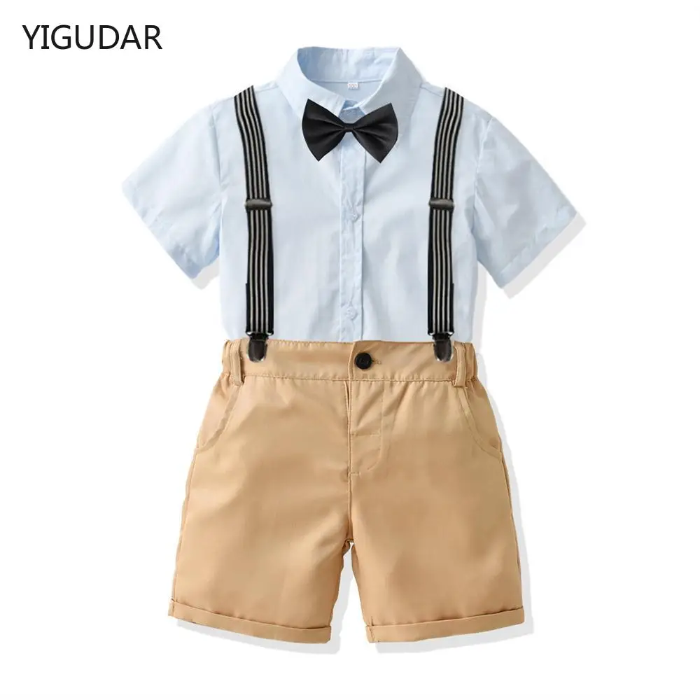

Baby Boy Clothing Sets Infants Newborn Boy Clothes Shorts Sleeve Tops+Overalls 2PCS Outfits Summer Bebes Clothing