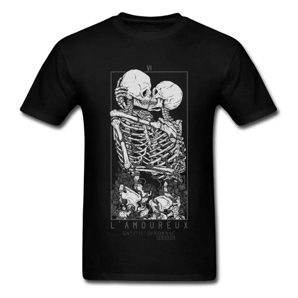 

The Lovers Sweet Kiss Skull Tshirts Hug Me Pure Couple Skeleton Skull T Shirt Men Easter Day Death Punk Style T Shirts