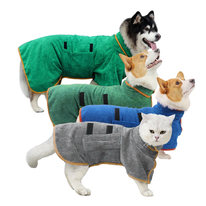 

Dog Drying Coat Bathrobe Towel, Fast Drying Super Absorbent Dog Bath Robe, Adjustable Collar And Waist, For Pet Dogs And Cats