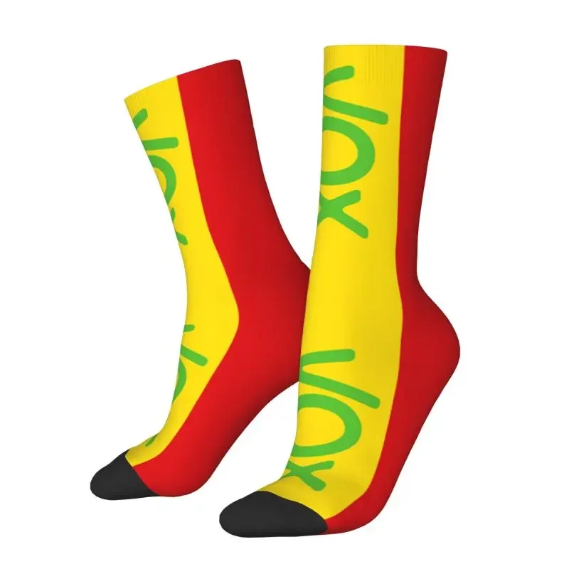 

Мужские носки с испанским флагом Vox в стиле хип-хоп, забавные спортивные нескользящие носки с 3D-принтом испанского политического искусства