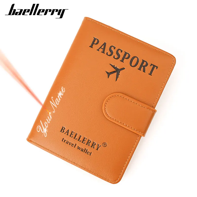 

Baellerry New RFID Passport Cover Men Wallets Name Engraving Credit Card Holder Simple Woman Purses Unisex Travel Passports Case
