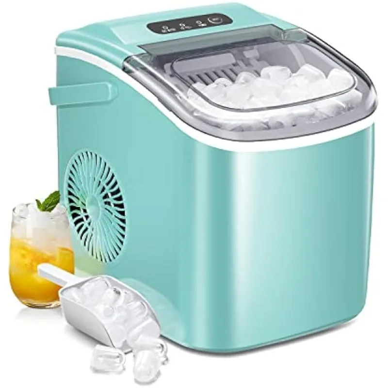 

AGLUCKY Ice Makers Countertop,Portable Machine with Handle,Self-Cleaning Ice Maker, 26Lbs/24H, 9 Cubes Ready