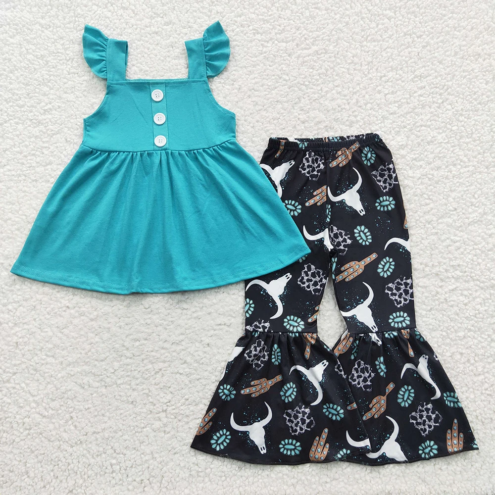 Wholesale Baby Girl Short Sleeve Western Toddler Set Cotton Tops Infant Cow Cactus Leopard Bell Bottom Pants Children Kid Outfit
Wholesale Baby Girl Short Sleeve Western Toddler Set Cotton Tops Infant Cow Cactus Leopard Bell Bottom Pants Children Kid Outfit