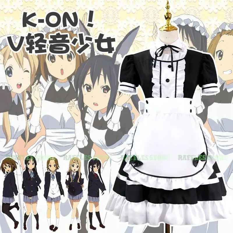 

Anime K-ON! Akiyama Mio Hirasawa Yui Cosplay Costume Black Cute Lolita Maid Dress Girls Woman Amine Cosplay Waitress Maid Party