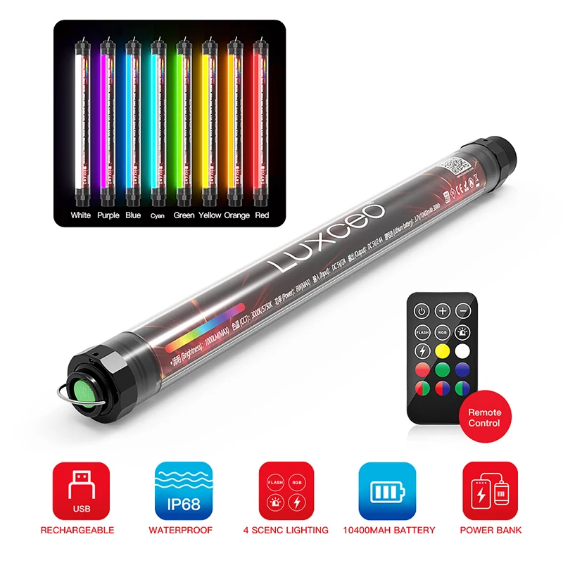 LUXCEO P7RGB Waterproof Video Light Stick 10400mAh 8W 1000LM RA95+ Led Photography Light Tube for Film Photo Underwater Shooting
LUXCEO P7RGB Waterproof Video Light Stick 10400mAh 8W 1000LM RA95+ Led Photography Light Tube for Film Photo Underwater Shooting