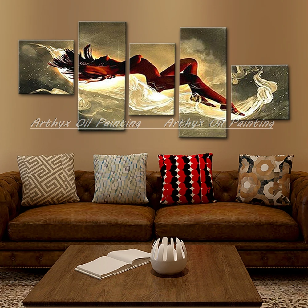 

Arthyx Sleeping Beauty 5 Multicolored Hand Painted Canvas,Modern Decorative Portfolio Abstract Art Dance Beautiful Oil Paintings