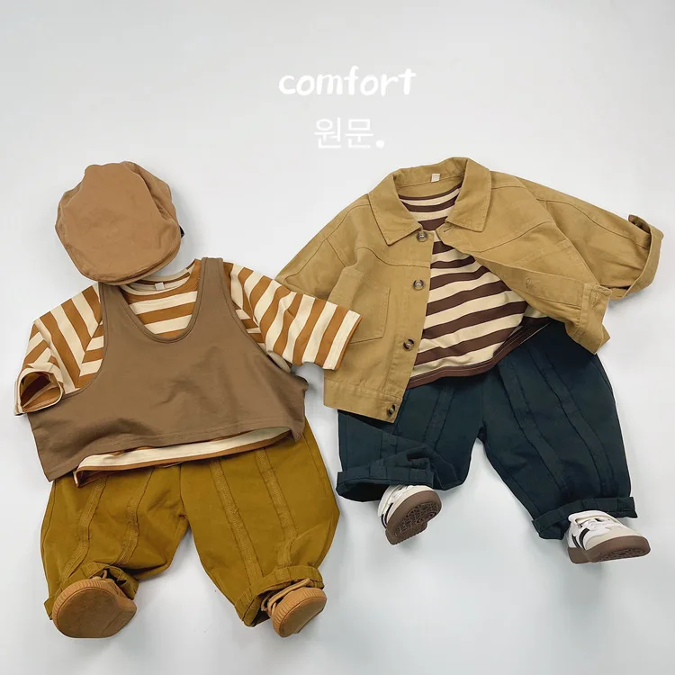 2025 Autumn New Children Loose Casual T Shirts Baby Boys Girls Cotton Striped Bottoming Shirt Toddler Kids Dolman Sleeve Tops 14 S7861fc9e6df749299e6dff08ec3a2c96L