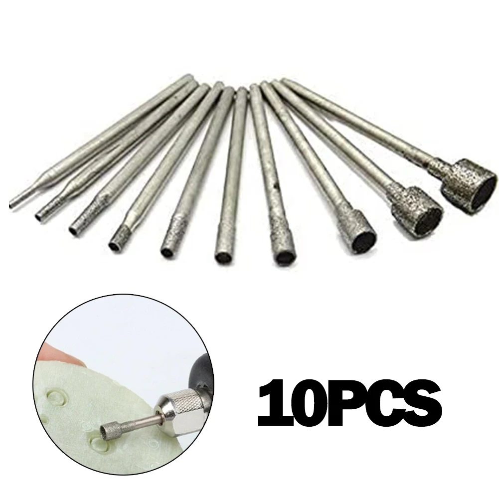 10Pcs 2.35mm Shank Diamond Burr Bits Set Grinding Head Rotary Tool 0.84mm To 5mm For Jade Glass Engraving Hole Drilling Tools
10Pcs 2.35mm Shank Diamond Burr Bits Set Grinding Head Rotary Tool 0.84mm To 5mm For Jade Glass Engraving Hole Drilling Tools
