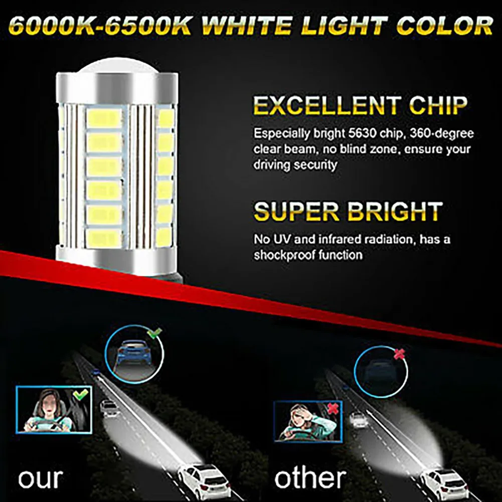 

6.6W 9005 9006 Headlight Bulbs Combo HB3 HB4 High Low Beam Super White 1200LM 33 SMD 4pcs/Set 5630 LED DC 12V Durable