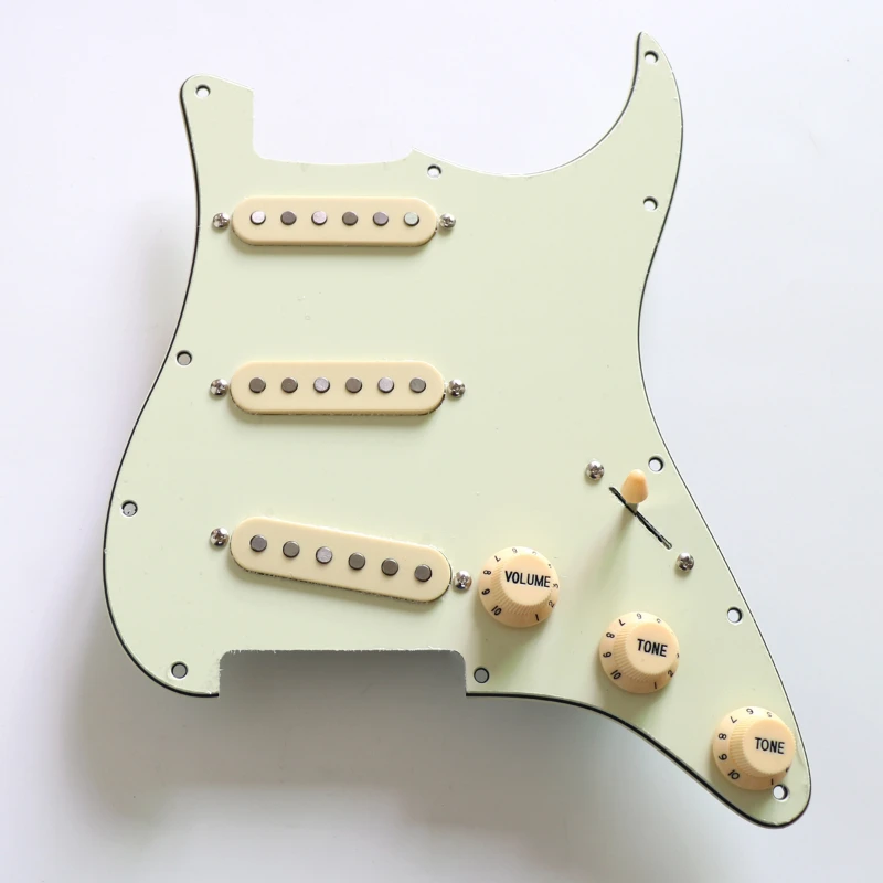 Flatwork pickup DS55 Prewired Mint Green Guitar pickguard Loaded for quality handmade guitar building kits
Flatwork pickup DS55 Prewired Mint Green Guitar pickguard Loaded for quality handmade guitar building kits