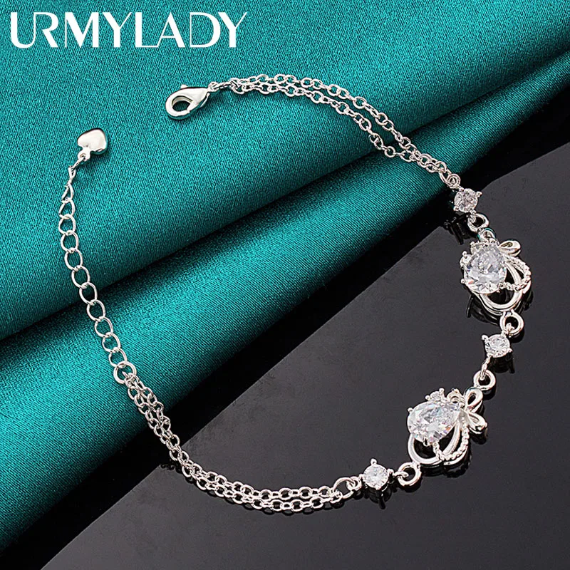 URMYLADY 925 Sterling Silver Heart Zircon Bracelet For Women Wedding Party Charm Jewelry
URMYLADY 925 Sterling Silver Heart Zircon Bracelet For Women Wedding Party Charm Jewelry