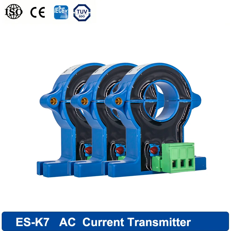 

K7 AC Current Sensor Hall Open Loop Split Core Transducer 0-500A Input 0-10V 4-20mA Output 20mm Hole Current Transmitter DC24V