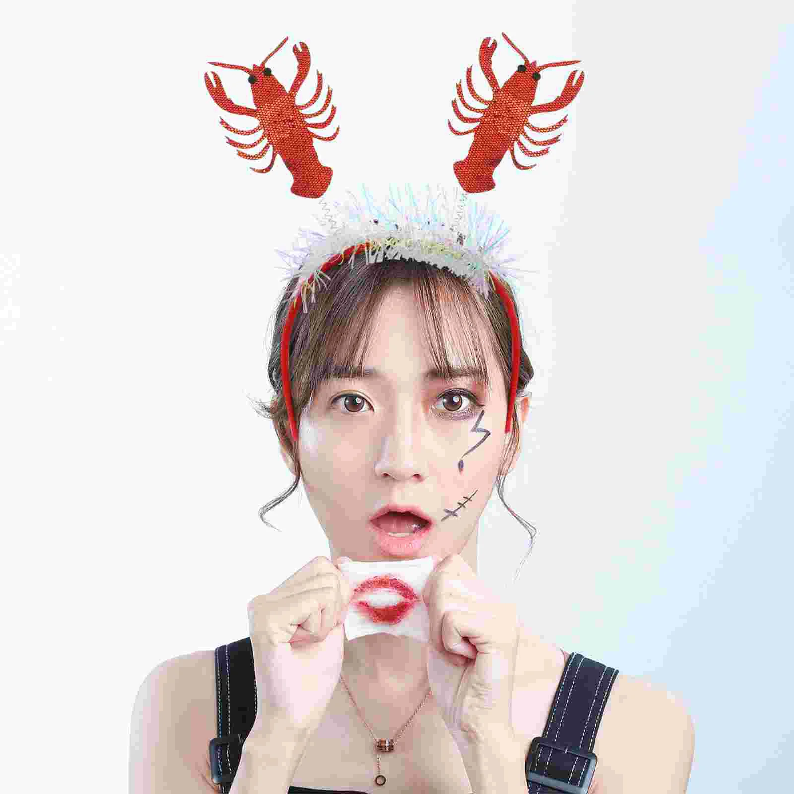 

2 Pcs Lobster and Crab Headbands Costume Hairband Dreses Headdress Prop Decorative Ribbons