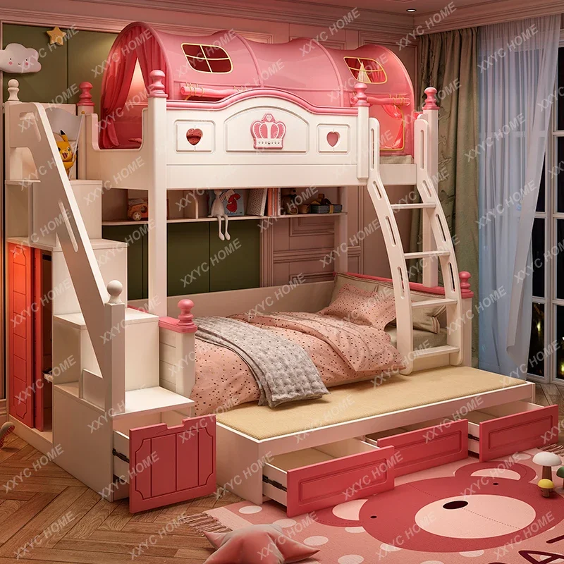 

Детская кровать, лестница, горка, двухъярусная кровать, верхняя и нижняя двухъярусная комбинированная кровать с регулируемой высотой