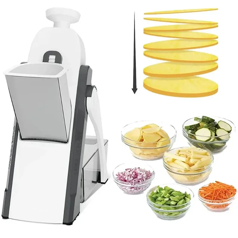 

Manual Vegetable Cutter 5 in 1 Food Chopper Fruit Potato Slicer French Fries Shredders Maker Peelers Kitchen Accessories Tool