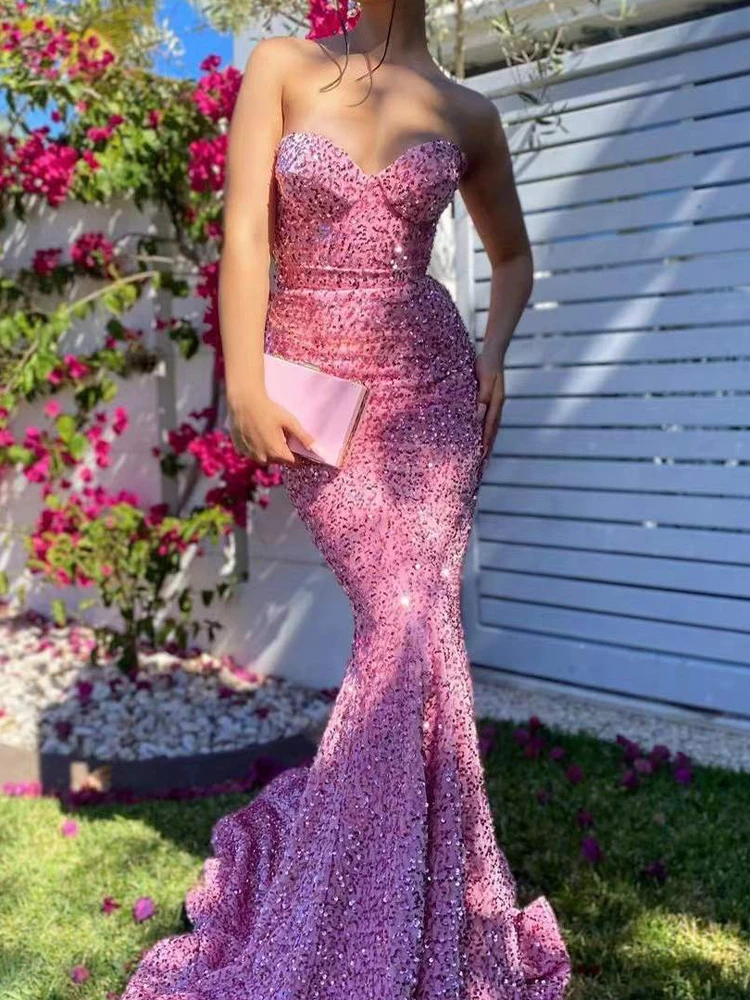 Pink Strapless Sequin Evening Maxi Dress Sleeveless Open Back Stretch Wedding Party Dresses Elegant Bridesmaid Spring 2023
Pink Strapless Sequin Evening Maxi Dress Sleeveless Open Back Stretch Wedding Party Dresses Elegant Bridesmaid Spring 2023