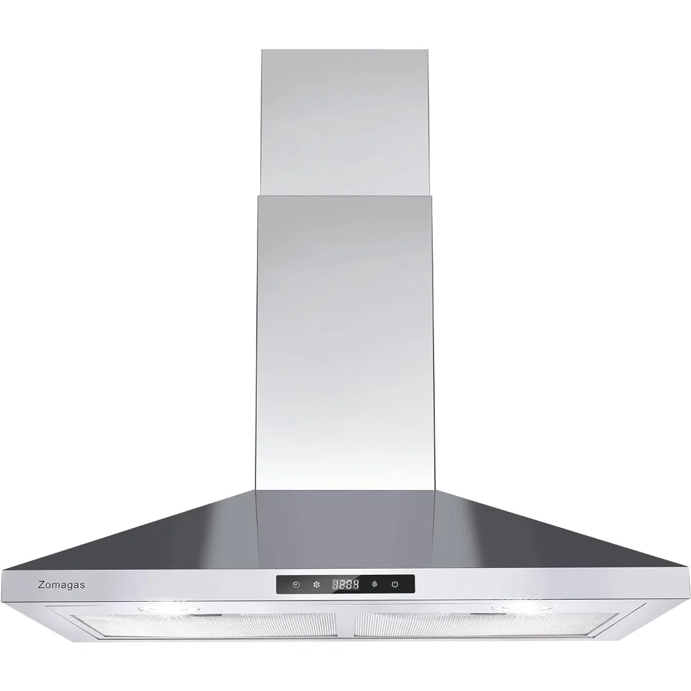 

30 inch Stainless Steel, Wall Mount Stove Hood Ducted/Ductless Convertible with 3 Speed Kitchen Vent Hood, Touch Control