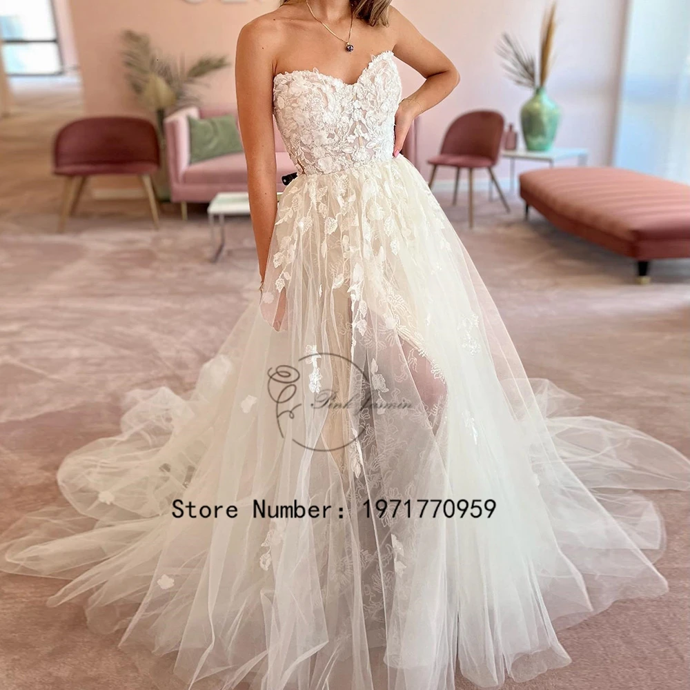 Gorgerous Sexy Strapless Ivory Wedding Dresses For Women 2023 New Applique Elegant Lace Court Train Bridal Gowns With Soft Tulle
Gorgerous Sexy Strapless Ivory Wedding Dresses For Women 2023 New Applique Elegant Lace Court Train Bridal Gowns With Soft Tulle