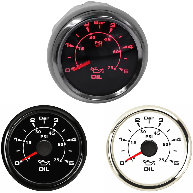 

Auto Instrument Panel Oil Pressure Gauges 52mm 0-75psi Lcd Display Oil Pressure Meters Black 0-5bar with 8 Kinds Backlight Color