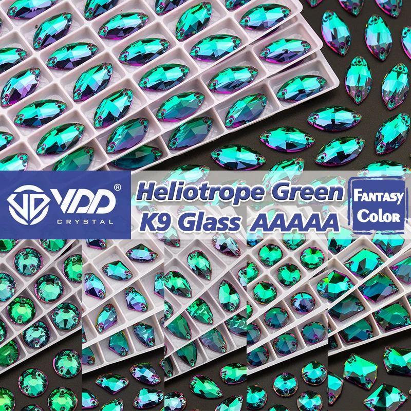 

VDD Heliotrope Green Fantasy Color Top Quality K9 Glass Sew On Rhinestone Sewing Crystal Flatback Stone Garment Dress Decoration