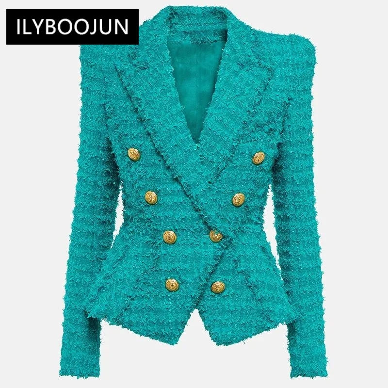 

Autumn Winter Thick Woven Fabric Luxury Women Tweed Street Blazers Bodycon Design Fresh Color Eye-catching Jackets For Women