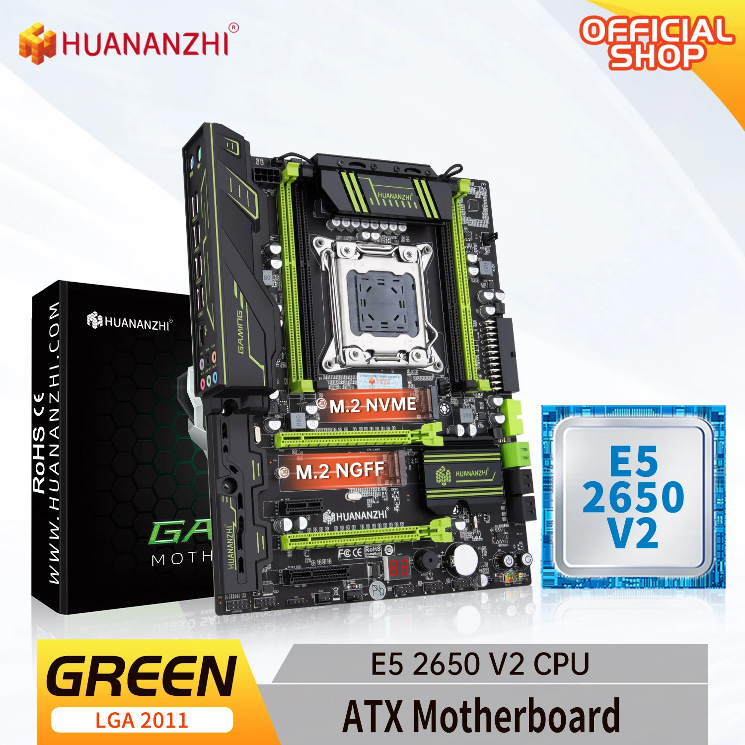HUANANZHI GREEN 2.49 LGA 2011 motherboard with Intel XEON E5 2650 V2 can use DDR3 memory combo kit set NVME M.2 SATA USB3.0
HUANANZHI GREEN 2.49 LGA 2011 motherboard with Intel XEON E5 2650 V2 can use DDR3 memory combo kit set NVME M.2 SATA USB3.0