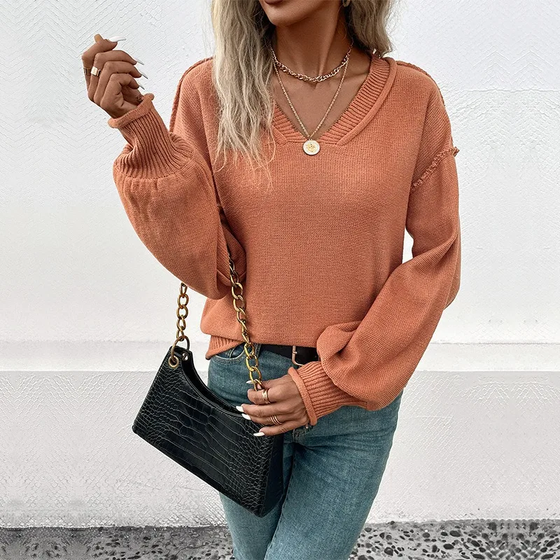 

Popular Autumn Winter New Arrivals Fashion Women's Clothing Long Sleeve Solid Color Elegant Commute Minimalist Slim Fit Sweater