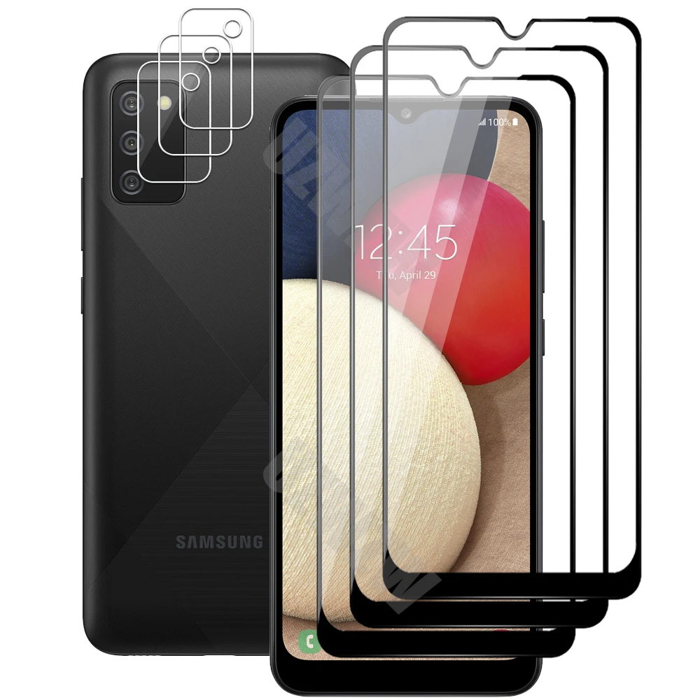 (3+3) For Samsung Galaxy A02s (3pcs) Full Coverage Tempered Glass Screen Protector & (3pcs) Camera Lens Protective Film 
(3+3) For Samsung Galaxy A02s (3pcs) Full Coverage Tempered Glass Screen Protector & (3pcs) Camera Lens Protective Film