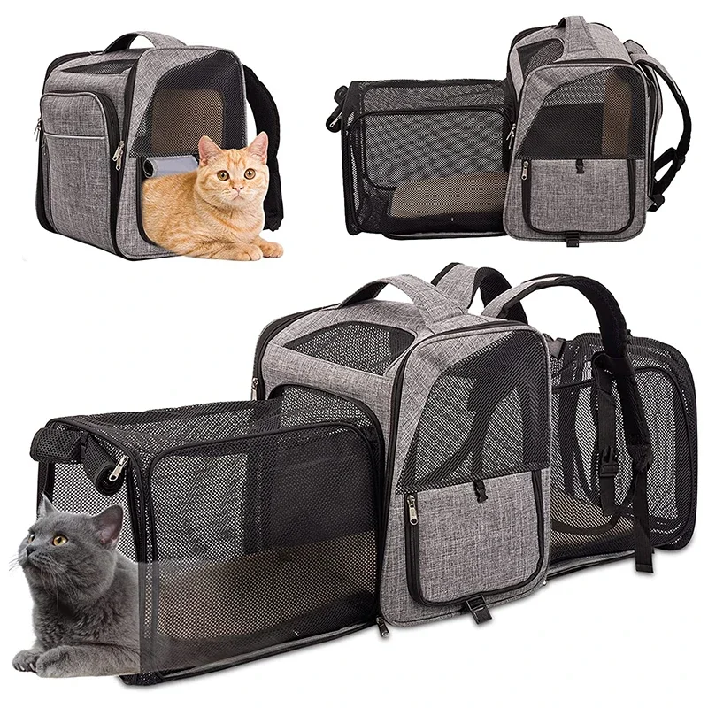 

Collapsible Backpack Pet Transporte Cat Travel Expandable Cats Small Mesh Carrier for Dogs Bag Breathable