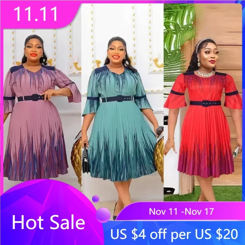African Pleat Dresses for Women Autumn Elegant Africa Half Sleeve O-neck Green Pink Red Polyester Dress Dashiki African Clothing
African Pleat Dresses for Women Autumn Elegant Africa Half Sleeve O-neck Green Pink Red Polyester Dress Dashiki African Clothing