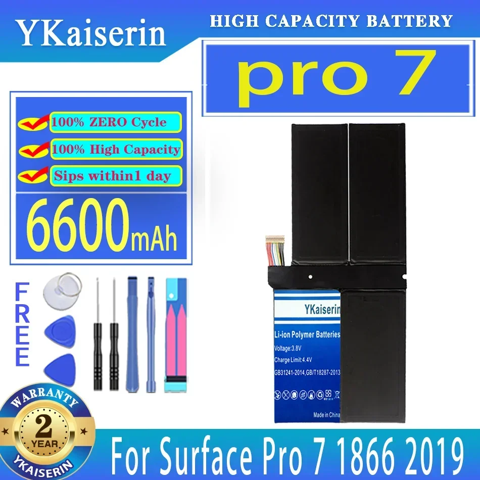 Запасной аккумулятор ykaisсеребрин 6600 мАч pro 7 (G3HTA061H) для Surface Pro7 1866 2019 12,3 ", аккумуляторы для планшетов Sereis
Запасной аккумулятор ykaisсеребрин 6600 мАч pro 7 (G3HTA061H) для Surface Pro7 1866 2019 12,3 ", аккумуляторы для планшетов Sereis