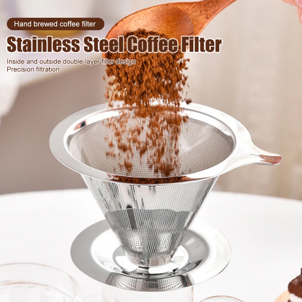 3pcs Coffee Dripper With Base Stainless Steel Double-layer Filter Screen Reusable Coffee Latte Cappuccino Mocha Fine Mesh Filter
3pcs Coffee Dripper With Base Stainless Steel Double-layer Filter Screen Reusable Coffee Latte Cappuccino Mocha Fine Mesh Filter