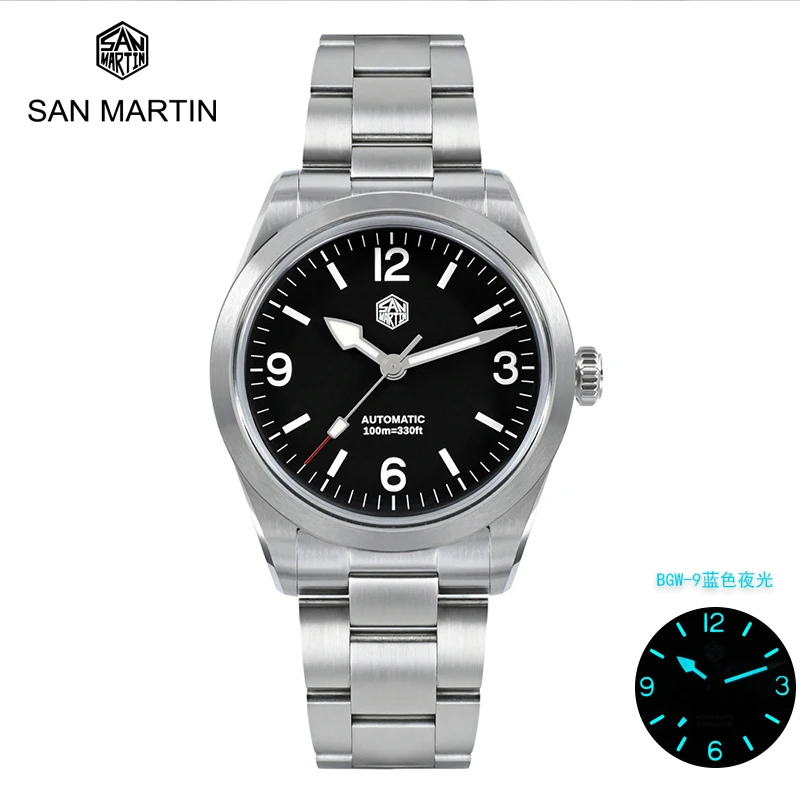 San Martin Men Luxury Sport Watch 38mm Explore Climbing Series NH35 Stainless Steel Automatic Mechanical Sapphire 10Bar BGW-9 
San Martin Men Luxury Sport Watch 38mm Explore Climbing Series NH35 Stainless Steel Automatic Mechanical Sapphire 10Bar BGW-9