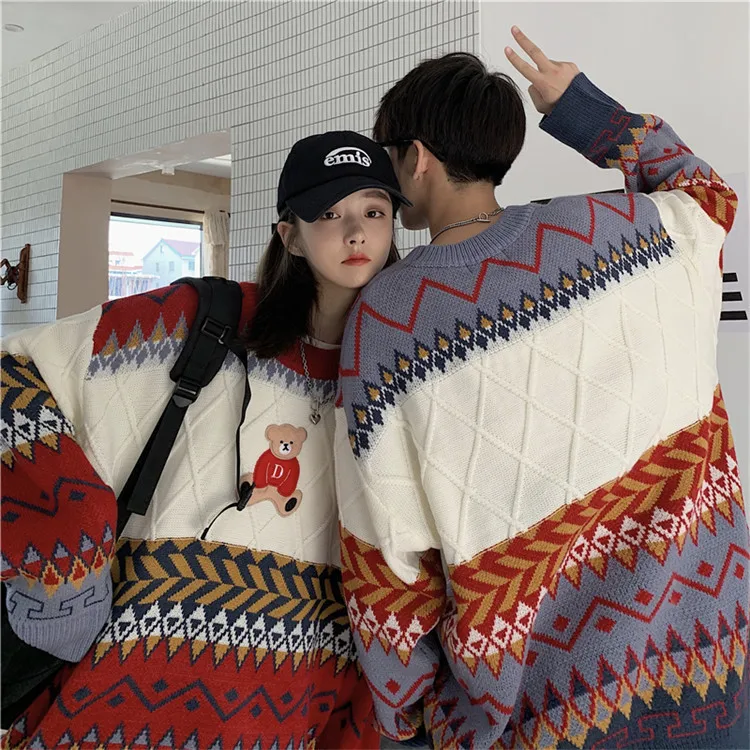 Retro Sweater Dark Harajuku Style Student Kawaii Bear Thickening Men And Women Loose Knit Sweater Korean Top Winter Warm Clothes
Retro Sweater Dark Harajuku Style Student Kawaii Bear Thickening Men And Women Loose Knit Sweater Korean Top Winter Warm Clothes