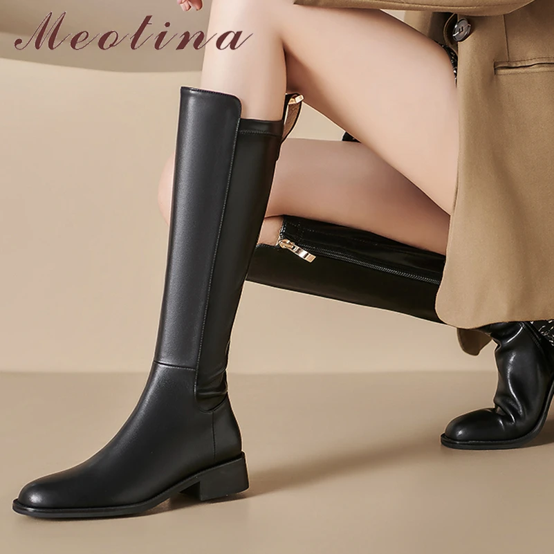 Meotina Women Genuine Leather Knee High Riding Boots Round Toe Thick Mid Heels Zipper Long Boot Lady Fashion Shoes Autumn Winter
Meotina Women Genuine Leather Knee High Riding Boots Round Toe Thick Mid Heels Zipper Long Boot Lady Fashion Shoes Autumn Winter