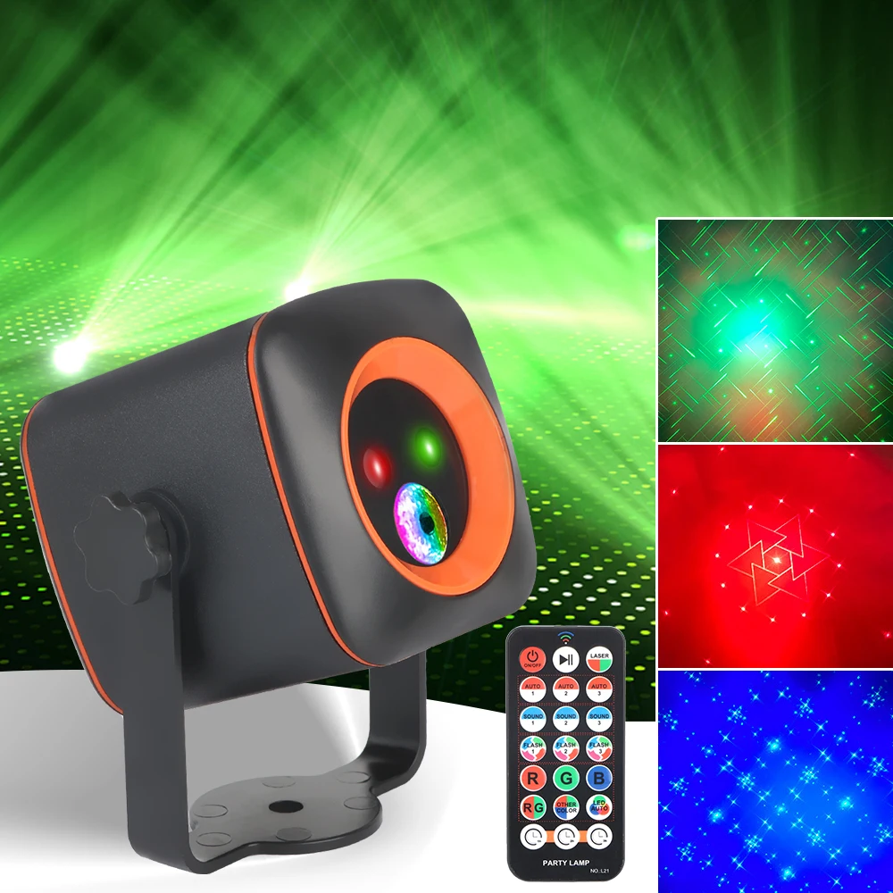 

Rechargeable LED Stage Light For Party Bar Club Disco DJ Sound Activated RGB Remote Control Laser Projector Lamp Strobe Lights