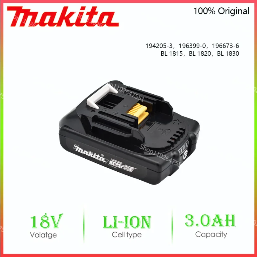 Makita 3.0Ah 18V Original Rechargeable Li-Ion Battery For BL1830 BL1815 BL1860 BL1840 194205-3 Replacement Power Tools Battery
Makita 3.0Ah 18V Original Rechargeable Li-Ion Battery For BL1830 BL1815 BL1860 BL1840 194205-3 Replacement Power Tools Battery