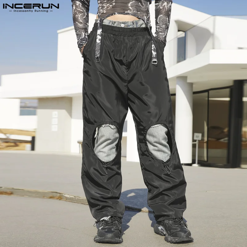 

INCERUN 2024 American Style New Men's Pantalons Hollow Design Trousers Casual Streetwear Male Hot Selling Jogger Long Pant S-5XL