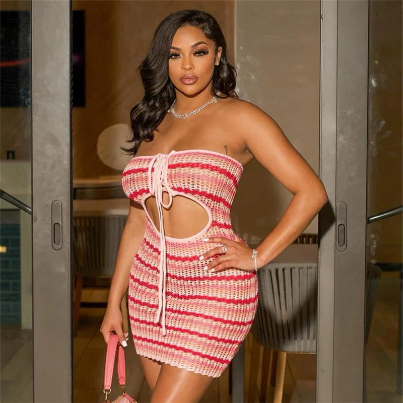 Strapless Knit Hollow Out Dress Sleeveless Slim Wrap Mini Dress 2023 Summer Casual Sexy Club Outfit Female Fashion Bodycon Cloth
Strapless Knit Hollow Out Dress Sleeveless Slim Wrap Mini Dress 2023 Summer Casual Sexy Club Outfit Female Fashion Bodycon Cloth