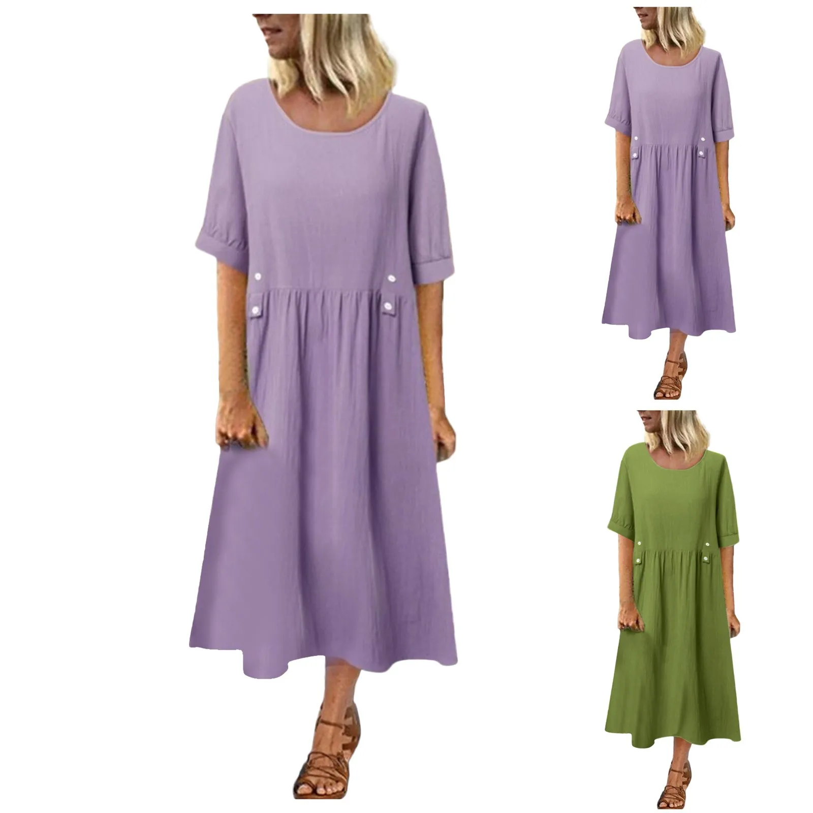 Clothing Female Women'S Solid Color Round Neck Tunic Waisted Loose Mid Length Casual Plus Size Skirt Evening Dresses Vestidos
Clothing Female Women'S Solid Color Round Neck Tunic Waisted Loose Mid Length Casual Plus Size Skirt Evening Dresses Vestidos