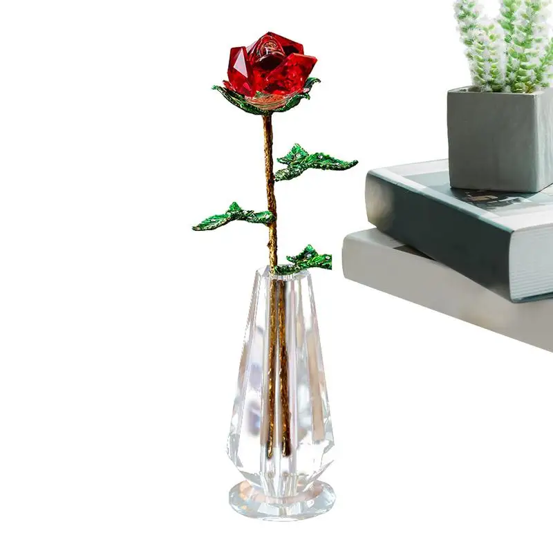 

Crystal Roses Charming Rose With Crystal Vase Long Stem Eternity Rose Flower For Her Mom Wife Girlfriend Anniversary Mothers Day