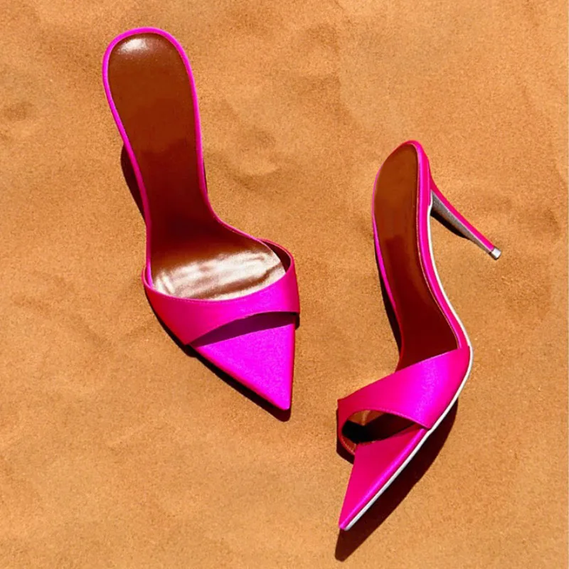 Arden Furtado 2023 Summer Pointed toe Open toe Silk Stilettos heels Sexy Woman's Versatile Word slippers
Arden Furtado 2023 Summer Pointed toe Open toe Silk Stilettos heels Sexy Woman's Versatile Word slippers
