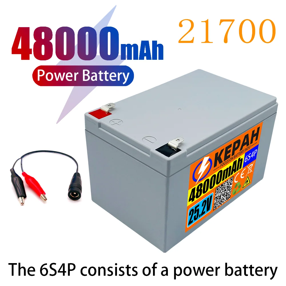 6S4P 24V 48Ah 21700 Battery Very Durable 25.2V 48000mAh,Used for Various High-power Electric Bicycles/Mopeds
6S4P 24V 48Ah 21700 Battery Very Durable 25.2V 48000mAh,Used for Various High-power Electric Bicycles/Mopeds