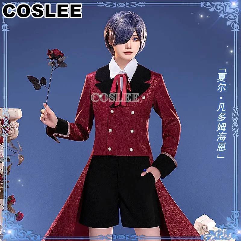 

COSLEE Anime Black Butler Ciel Phantomhive Red Dress Outfit Cosplay Costume Uniform Halloween Carnival Party Outfit New