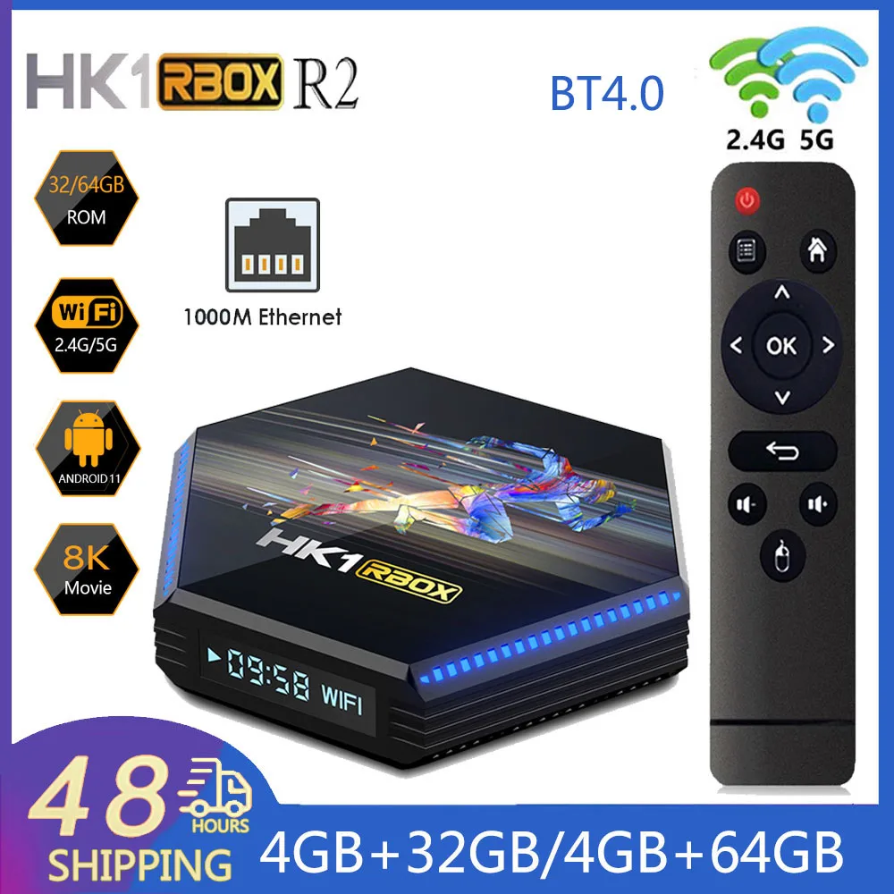 Smart TV Box HK1 RBOX R2 2.4G&5G Dual WiFi RK3566 LAN 1000M BT4.0 Android 11 8K 4K Media Player Set Top Box
Smart TV Box HK1 RBOX R2 2.4G&5G Dual WiFi RK3566 LAN 1000M BT4.0 Android 11 8K 4K Media Player Set Top Box