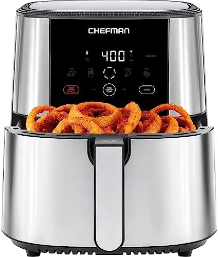 TurboFry® Touch Air Fryer, XL 8-Qt Family Size, One-Touch Digital Control Presets, French Fries, Chicken, Meat, Fish, Nonstick
TurboFry® Touch Air Fryer, XL 8-Qt Family Size, One-Touch Digital Control Presets, French Fries, Chicken, Meat, Fish, Nonstick