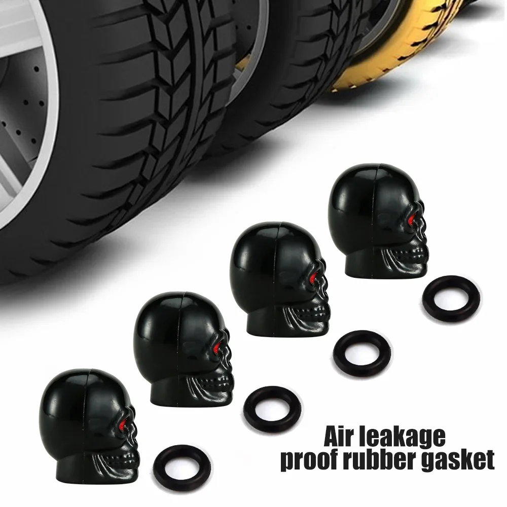 

4Pcs/Set Universal Car Skull Style Antirust Copper Core Motorcycle Bike Car Wheel Tyre Tires Valve Stem Caps